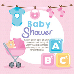 baby shower card with set items