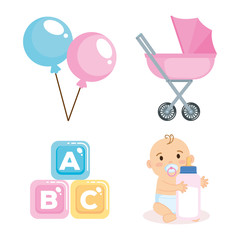 baby shower card with set items