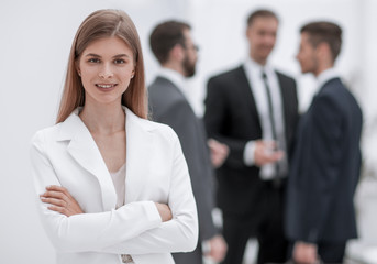 young business woman on the background of the office