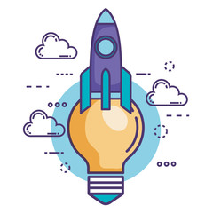 bulb light with innovation icons