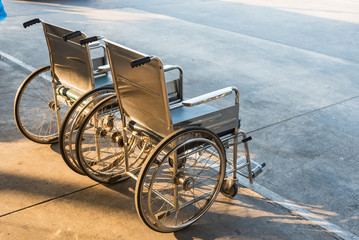 Close-up Empty wheelchair in park .Thailand.