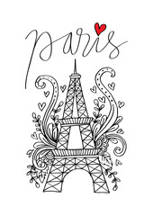 Paris Europe European city name city name hand-drawing 