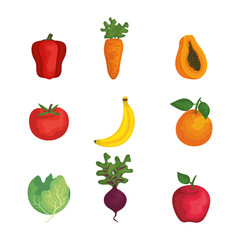 group of fruits and vegetables