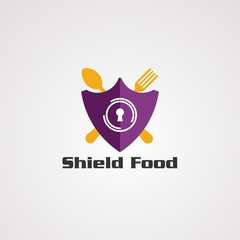 shield food logo vector, icon, element, and template
