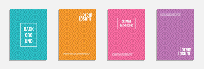 Colorful and modern cover design. Set of geometric pattern background