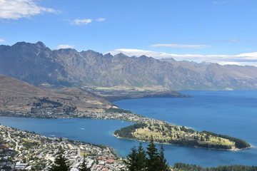 Fototapeta na wymiar A scenic view of Queenstown from the gondola in New Zealand
