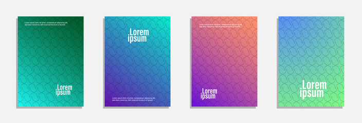 Colorful and modern cover design. Set of geometric pattern background