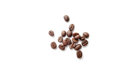 Coffee beans isolated on white background. Close-up.