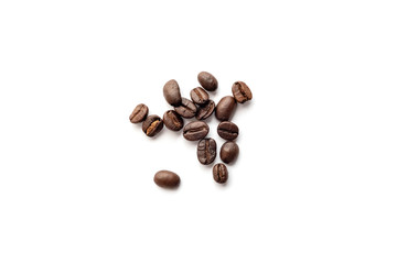 Coffee beans isolated on white background. Close-up.