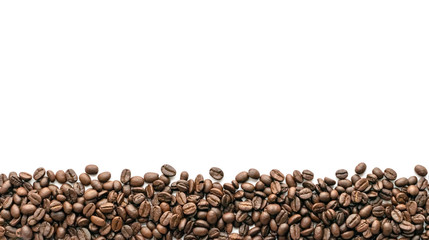 Roasted coffee beans on white background. Close-up.