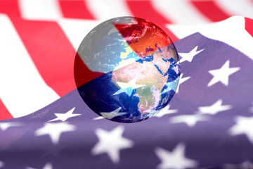 Flagge von USA und das Erdball