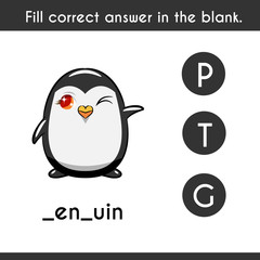 write the missing word penguin