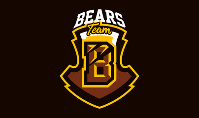 Colorful logo, emblem, letter the scratched claw angry bear, grizzly. Vector illustration, dynamic and sporty style, printing on T-shirts