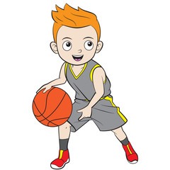 Cartoon child playing basketball © Sofyan