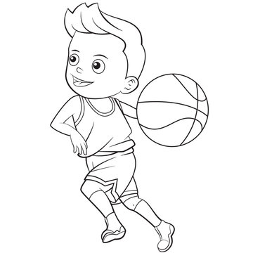 recommend clip art: Cartoon child playing basketball