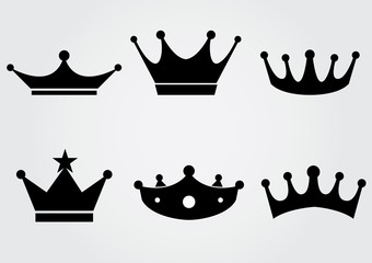 Set of  crown icons.