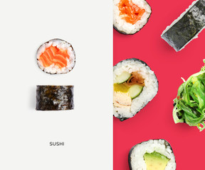 Creative layout made of sushi. Flat lay. Food concept. Macro  concept.  © StudioDFlorez
