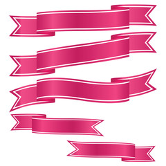 Obraz premium set of pink ribbon banner icon