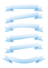 set of blue ribbon banner icon