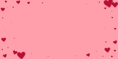 Fototapeta na wymiar Red heart love confettis. Valentine's day vignette