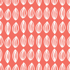 Seamless elegant pattern background in trendy color of 2019, living coral, endless hand drawing abstract shape doodle. Vector.