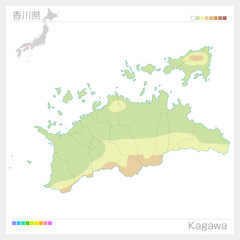 香川県の地図（等高線・色分け）