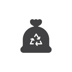 Recycle bag vector icon. filled flat sign for mobile concept and web design. Garbage bag simple solid icon. Symbol, logo illustration. Pixel perfect vector graphics