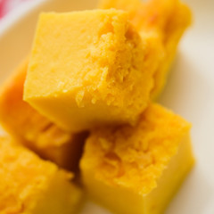 Malaysian's local food , Kuih Bingka shoot indoors with flash