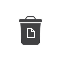 Paper trash can vector icon. filled flat sign for mobile concept and web design. Paper trash bin simple solid icon. Symbol, logo illustration. Pixel perfect vector graphics