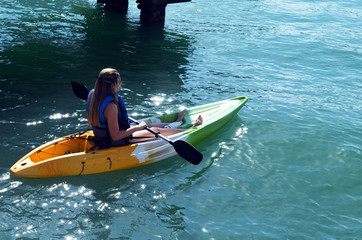 Fototapeta premium Attractive Young woman kayaker