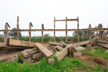 Broken workshop framework, Tangshan earthquake museum, China