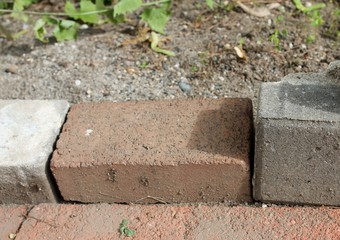 Bricks on the ground outside close-up