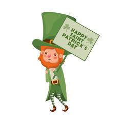 wishing you a happy st patricks day label with leprechaun character