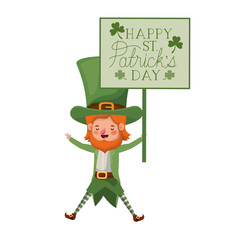 wishing you a happy st patricks day label with leprechaun character