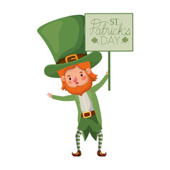 wishing you a happy st patricks day label with leprechaun character