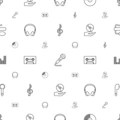 audio icons pattern seamless white background