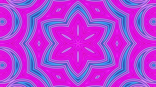 stripes move cyclically. Abstract 3d seamless bright background in 4k. Simple geometry in cartoon creative style. Looped smooth animation. kaleidoscope 6