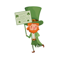 wishing you a happy st patricks day label with leprechaun character