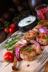 Tasty Lamb chops with mint and rosemary