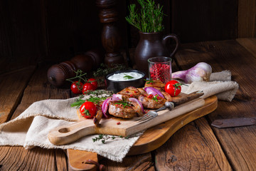Tasty Lamb chops with mint and rosemary