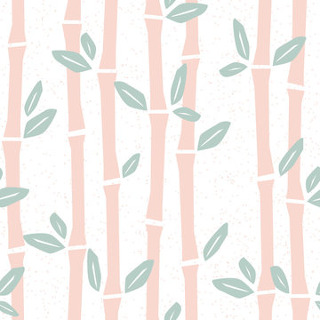 Seamless pattern with bamboo in cartoon style. Vector illustration in pastel color. Cute baby background, stamp texture. © Xenia800