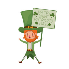 wishing you a happy st patricks day label with leprechaun character