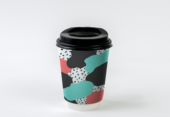 Colorful takeaway coffee cup mockup design