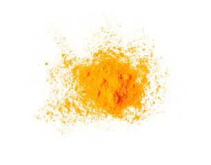 Turmeric powder on white background