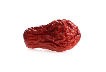 Dried red date or Chinese jujube on white background