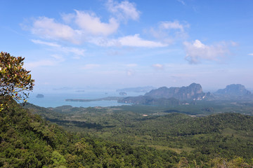 Naklejka premium View of the valley and the Andaman Sea, islands and mountains from the viewpoint, Krabi, Thailand