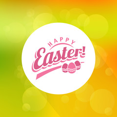 Vector Happy Easter text logo on bokeh texture
