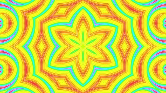 stripes move cyclically. Abstract 3d seamless bright background in 4k. Simple geometry in cartoon creative style. Looped smooth animation. kaleidoscope 7