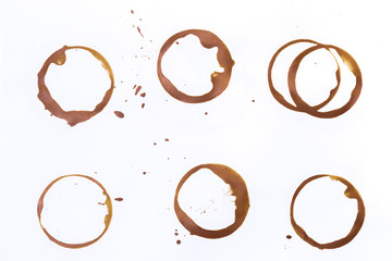 set of tee or coffee cup rings isolated on a white background.
