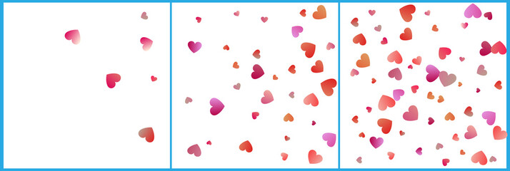 Red and pink hearts confetti celebrations. Simple festive modern design. Holiday vector set